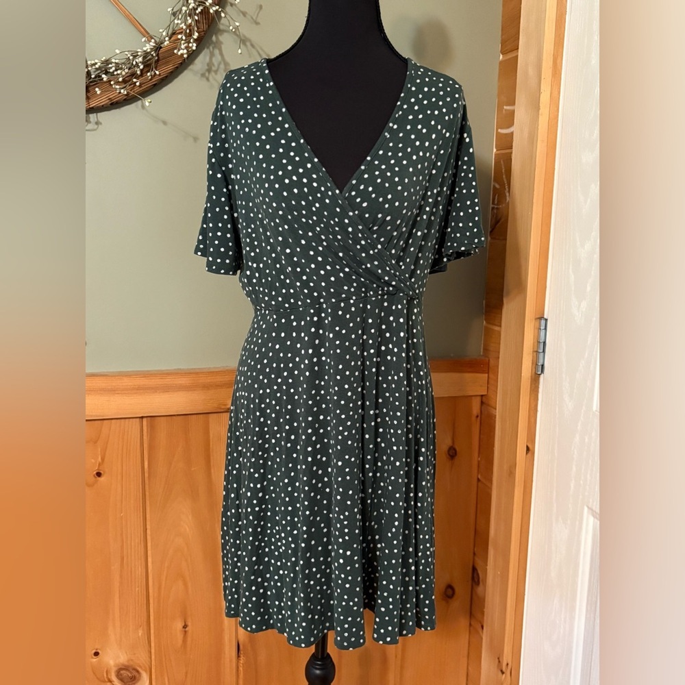 41 Hawthorn Dark Green with Polka Dots Midi Dress size Large
